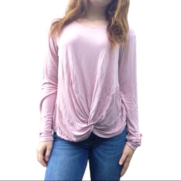 pink long sleeve tie up shirt - Picture 2 of 4